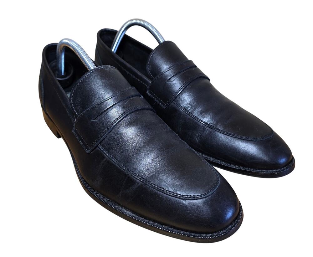 Joseph Abboud  Shoes Mens 8.5 Black Leather Slip On Penny Loafers Excellent